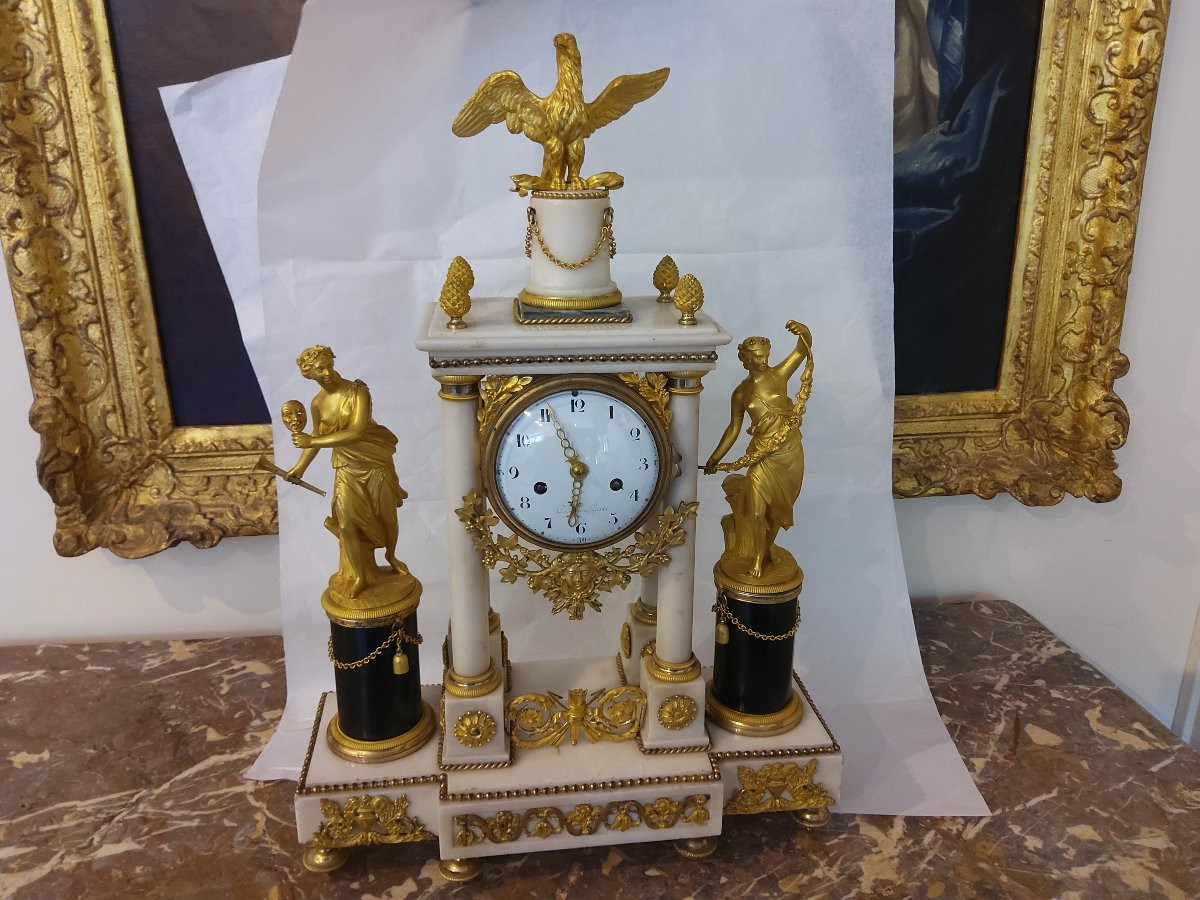 Importante pendule d époque Louis XVI en marbre-photo-6